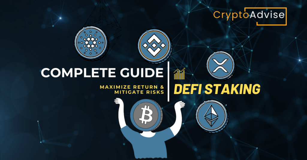 DeFi staking - A person staking cryptocurrency for passive income and financial empowerment.